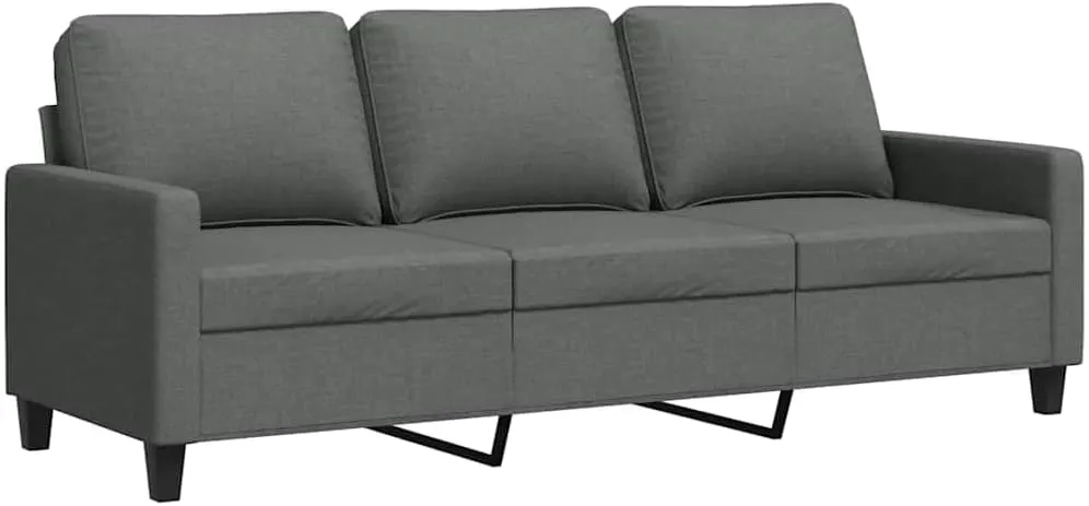 sofa vidaXL Sofá de 3 plazas de Tela Gris Oscuro 180 cm de vidaXL en imagen de estudio