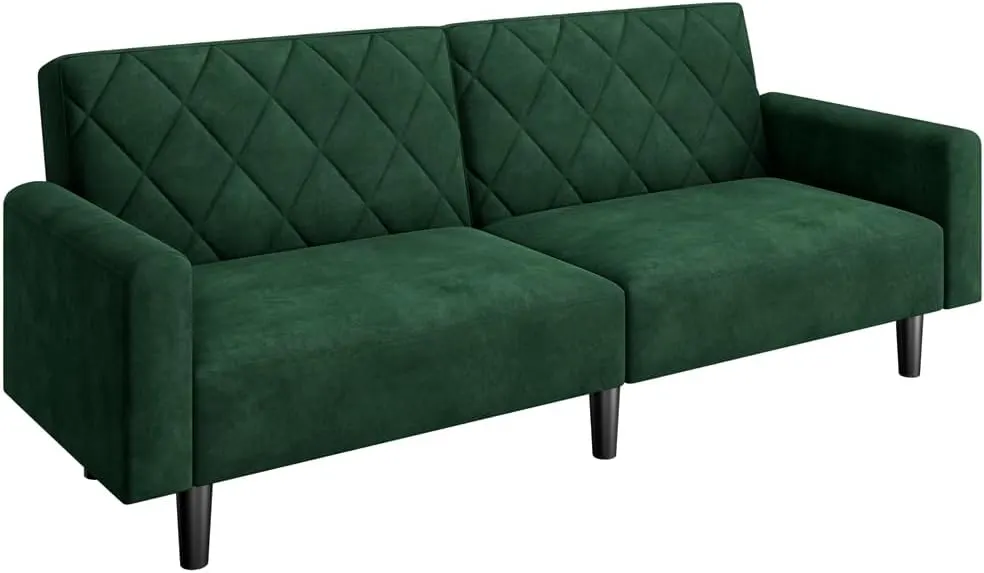 sofa_cama Yaheetech Sofá Cama de 2 Plazas con 2 Respaldos Separados Ajuste Verde de Yaheetech en imagen de estudio