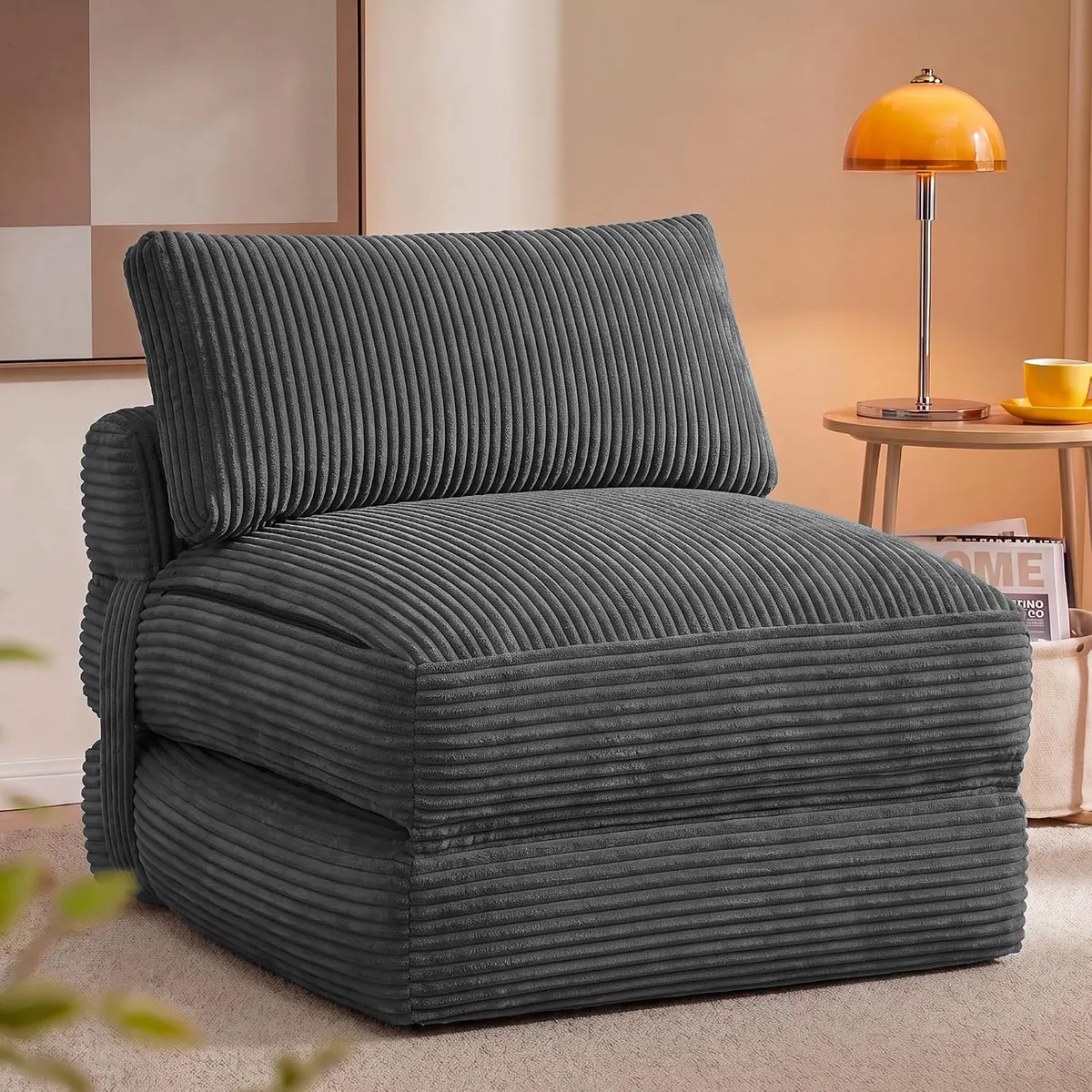 sofa-cama VASAGLE Sofá Cama Plegable, Sillón de Pana con Espuma de Alta Densidad de VASAGLE en imagen de estudio